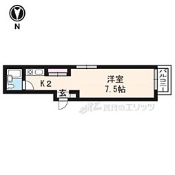 平安ハイツ 4階1Kの間取り