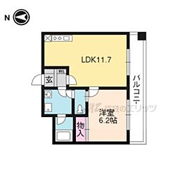 ルミノーサ三条小川 2階1LDKの間取り