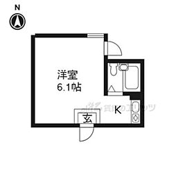 アメニティー京都一番館 1階ワンルームの間取り