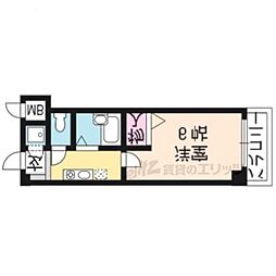 なかよしマンション四条大宮 2階1Kの間取り