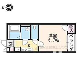 京都地下鉄東西線 太秦天神川駅 徒歩11分の賃貸アパート 1階1Kの間取り