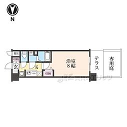 ソルテラス京都JUJO薫 1階1Kの間取り