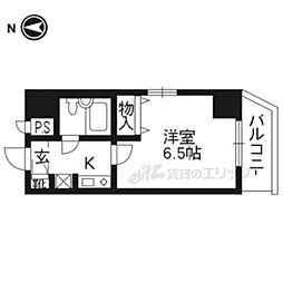 京都市営烏丸線 今出川駅 徒歩14分の賃貸マンション 3階1Kの間取り