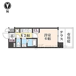 プレサンス十条凛華 1階1Kの間取り