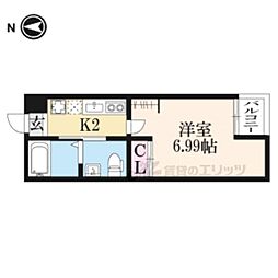 京阪本線 清水五条駅 徒歩3分の賃貸マンション 3階1Kの間取り