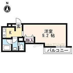 グランコスモ寺町 地下1階1Kの間取り