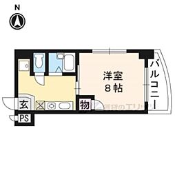 阪急京都本線 大宮駅 徒歩4分の賃貸マンション 6階1Kの間取り