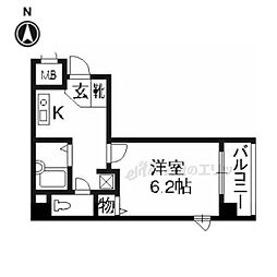 京都市営烏丸線 京都駅 徒歩2分の賃貸マンション 3階1Kの間取り