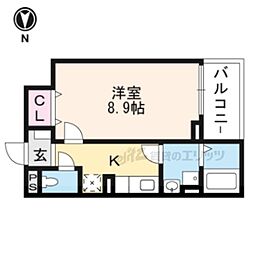 JR東海道・山陽本線 西大路駅 徒歩18分の賃貸アパート 2階1Kの間取り