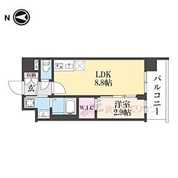 京都市営烏丸線 十条駅 徒歩4分の賃貸マンション 4階1LDKの間取り