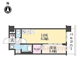 ソルテラス京都JUJO華 7階1LDKの間取り