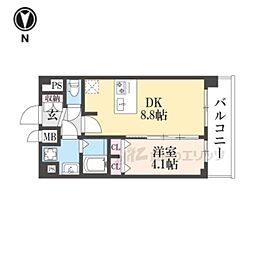 京都市営烏丸線 十条駅 徒歩4分の賃貸マンション 7階1LDKの間取り