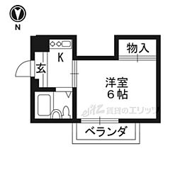 コーポ姉小路 1Kの間取図画像