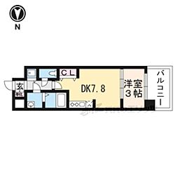 THE GARNET MILLENNIUM KYOTO九条烏丸 2階1DKの間取り