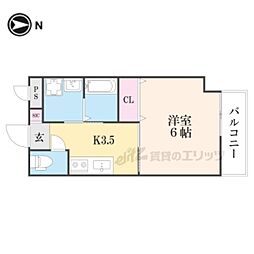 京都地下鉄東西線 二条城前駅 徒歩3分の賃貸マンション 3階1Kの間取り
