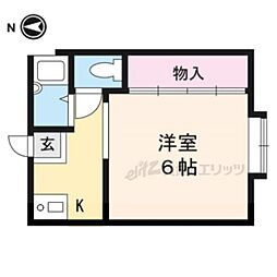 フォーブル吉田 2階1Kの間取り