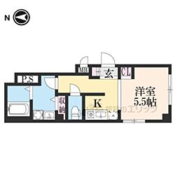 FLAIR京都五条烏丸 1階1Kの間取り