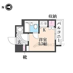 ライオンズマンション京都河原町 4階ワンルームの間取り
