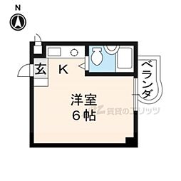 京阪本線 神宮丸太町駅 徒歩5分の賃貸マンション 4階ワンルームの間取り