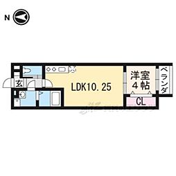 レオス四条西院 1階1LDKの間取り