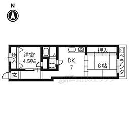 シャトーやなぎ 3階2DKの間取り
