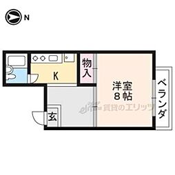 JR山陰本線 円町駅 徒歩22分の賃貸マンション 4階ワンルームの間取り
