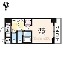 エステムコート京都西院 5階1Kの間取り