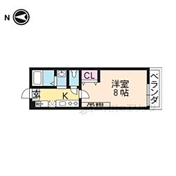 京福電気鉄道北野線 北野白梅町駅 徒歩15分の賃貸マンション 1階1Kの間取り