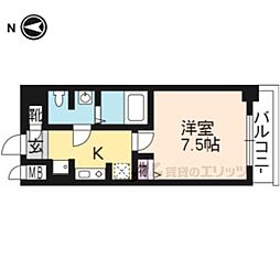 京都市営烏丸線 今出川駅 徒歩15分の賃貸マンション 5階1Kの間取り