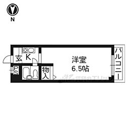 プレジール四条 2階1Kの間取り