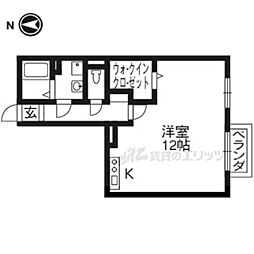 ＵＮＯＨＯＵＳＥ 2階ワンルームの間取り