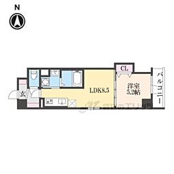 クローバー・レジデンス京都西大路 5階1DKの間取り