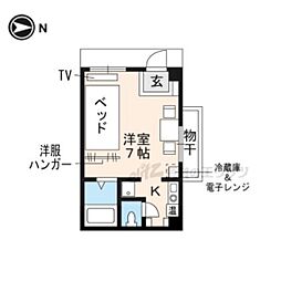 京阪本線 出町柳駅 徒歩10分の賃貸マンション 1階1Kの間取り