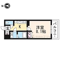 アドバンス京都アリビオ206 2階1Kの間取り