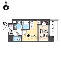 エクスフォート京都聚楽町 1DKの間取図画像