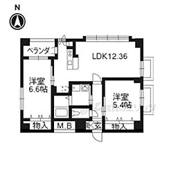 コモド御所南 2LDKの間取図画像