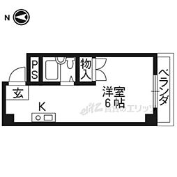 アメニティー聖護院 ワンルームの間取図画像