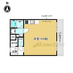 百万遍ハイツ ワンルームの間取図画像
