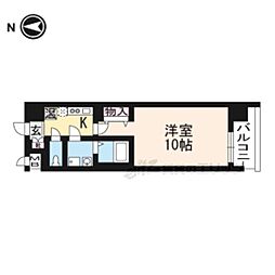 インベスト京都堀川 1Kの間取図画像