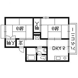 セジュールマミB 2DKの間取図画像
