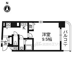 リーガル京都河原町五条 1Kの間取図画像