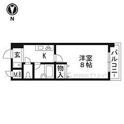 サンシティ烏丸高辻 1Kの間取図画像