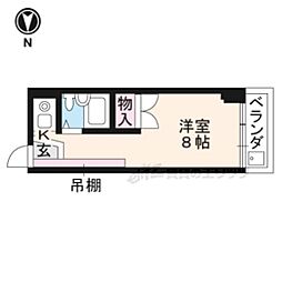 サニーハイツ西ノ京 ワンルームの間取図画像