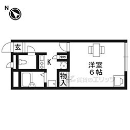 レオパレスポルスター2 1Kの間取図画像