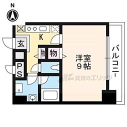 AMI四条烏丸 1Kの間取図画像