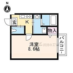 シャンクレール4 1Kの間取図画像