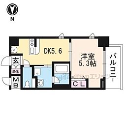 エステムコート京都西院 1DKの間取図画像