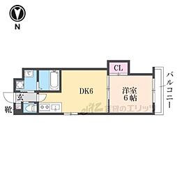 アドバンス京都西院パルティーレ 1DKの間取図画像