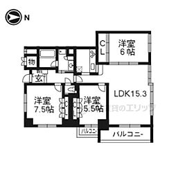サンメゾン烏丸御池ザ・ゲート 3LDKの間取図画像