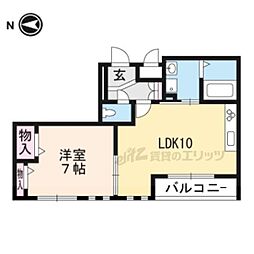 サンライズ西ノ京 1LDKの間取図画像